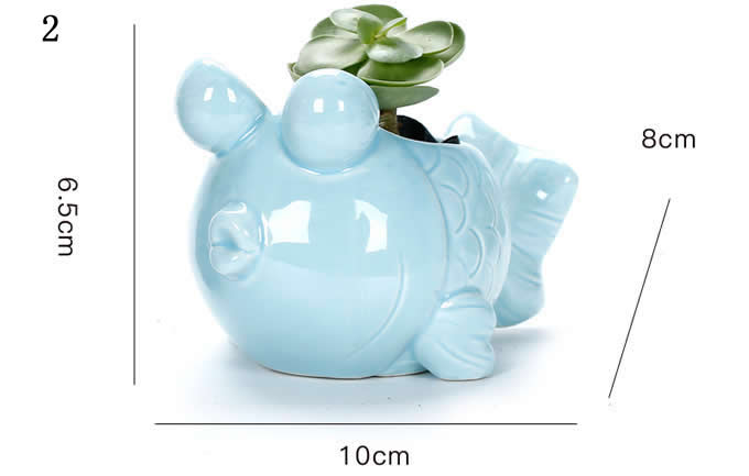 Ceramic Fish Shaped Succulent Planter Flower Pot 