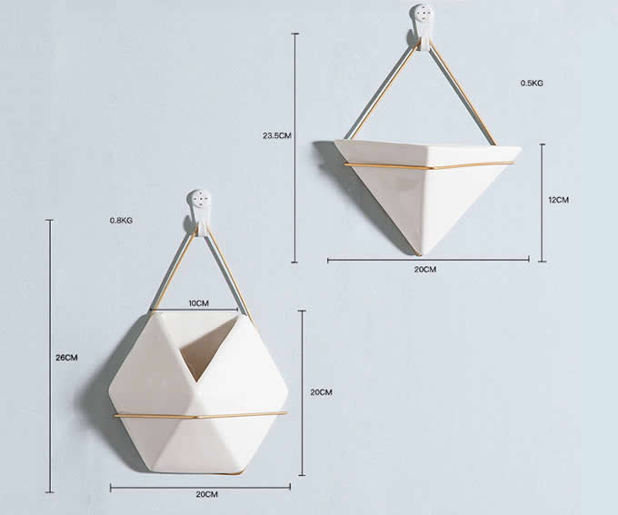 Ceramic Triangle hexagonal Hanging Flower Pot