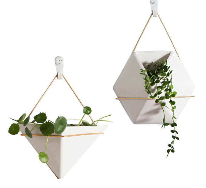 Ceramic Triangle hexagonal Hanging Flower Pot