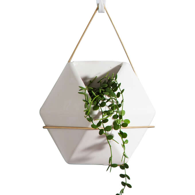 Ceramic Triangle hexagonal Hanging Flower Pot