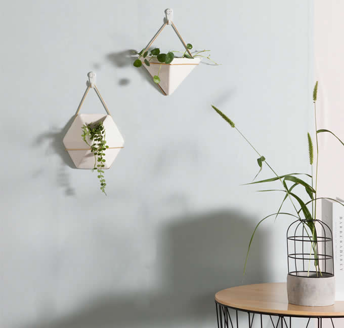 Ceramic Triangle hexagonal Hanging Flower Pot