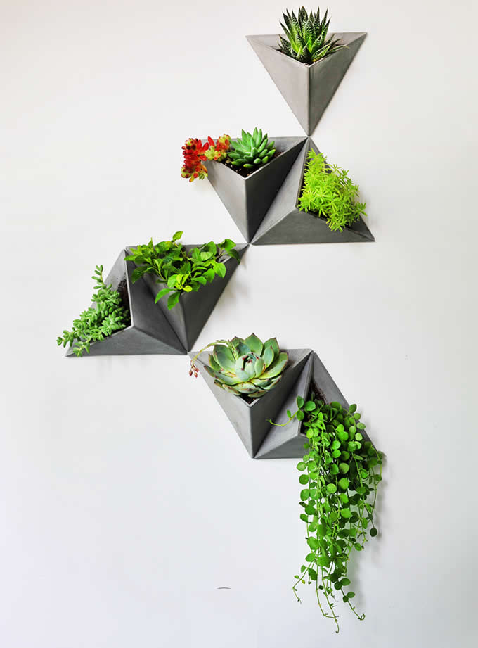 Concrete Triangle Wall-mounted Flower Pot