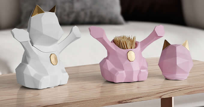 Cute Cat Resin Toothpick Holder  