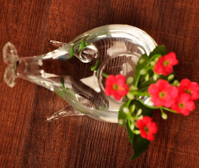 Desktop Glass Whale Vase