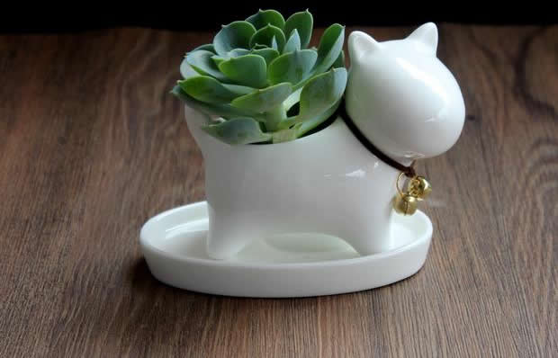 Dog Ceramic Succulent Planter Flower Pot 