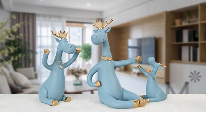  Figurine Decorative Deer Tabletop Statue Decor Wine Bottle Holder Wine Glass Holder  