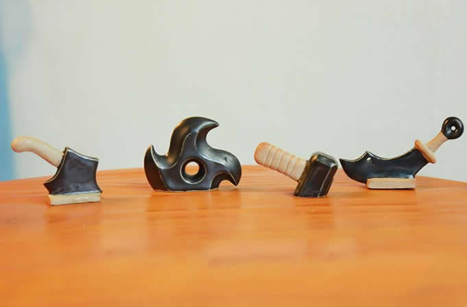 Fridge Ceramic Weapon Magnet Set, Set of 4