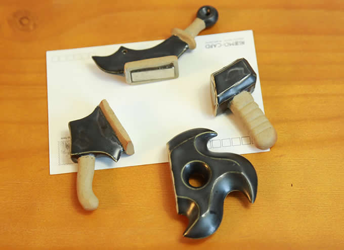 Fridge Ceramic Weapon Magnet Set, Set of 4