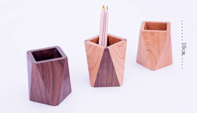  Geometric Designs  Wooden Pen Cup Pencil Pot Holder Container Organizer 