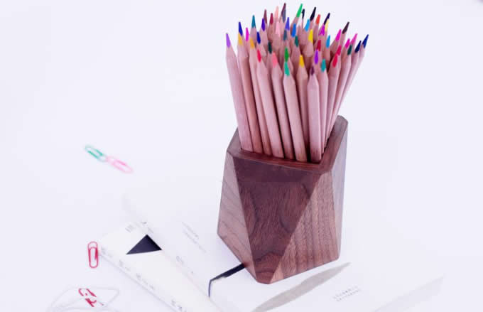  Geometric Designs  Wooden Pen Cup Pencil Pot Holder Container Organizer 