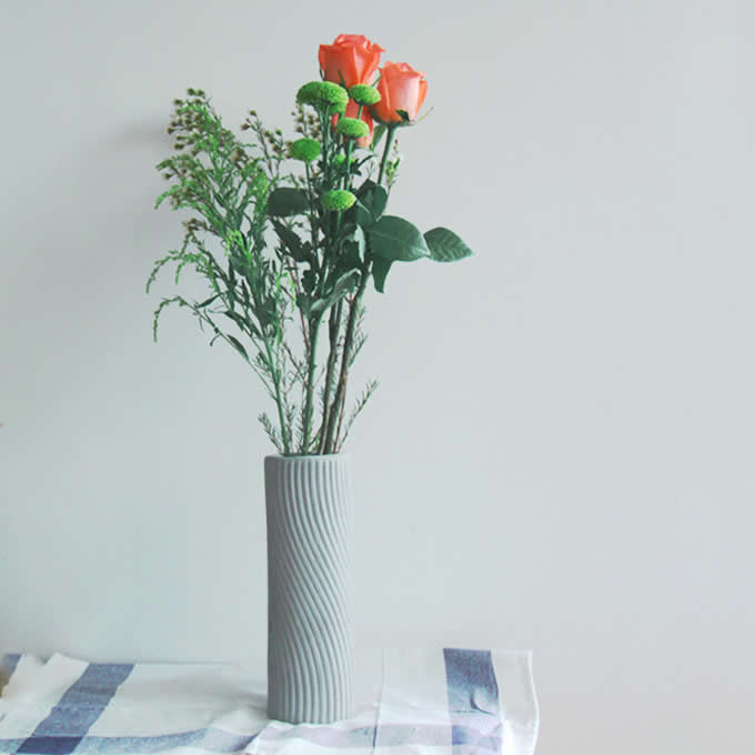 Handmade Concrete Fluted Vase