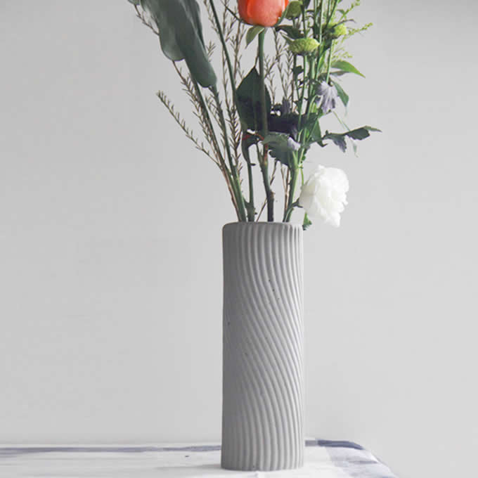 Handmade Concrete Fluted Vase