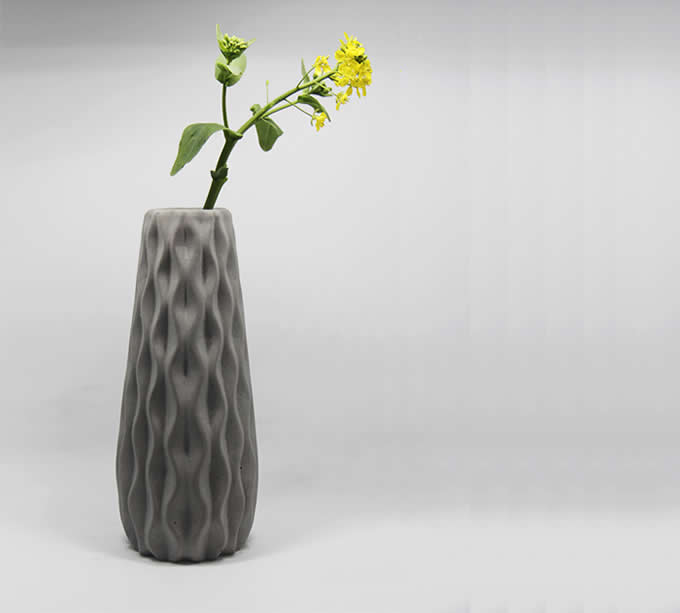 Handmade Concrete Fluted Vase