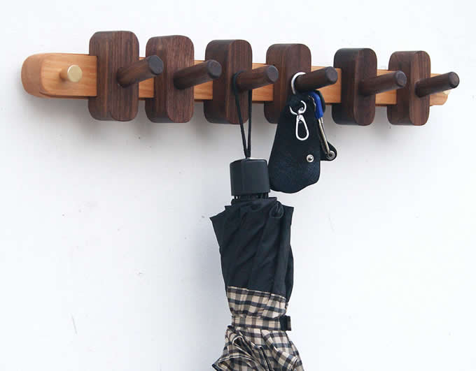  Solid Wood Wooden Coat Hook Coat Rack Wall Mount Clothes Hook 