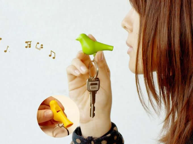 Sparrow Birdhouse Key Holder With Whistle