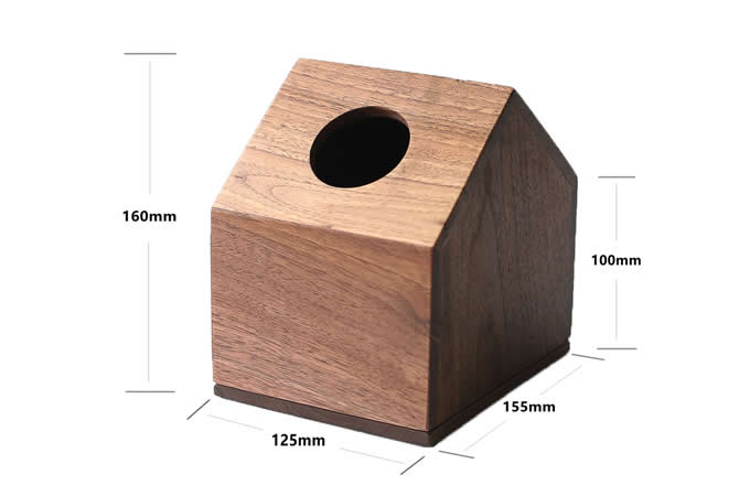 Black Walnut Wooden House Design Tissue Box