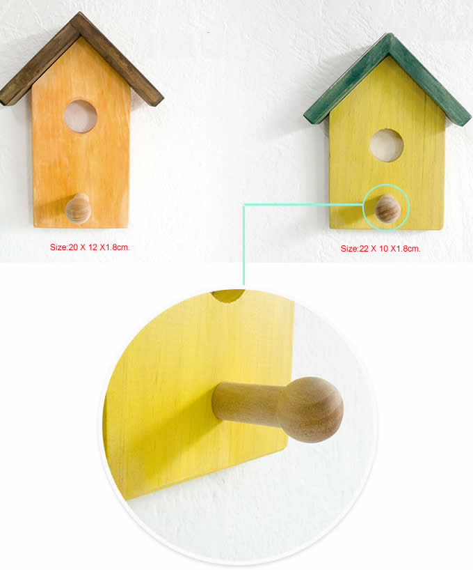 Wooden House Wall Hook Coat Hat Hanger