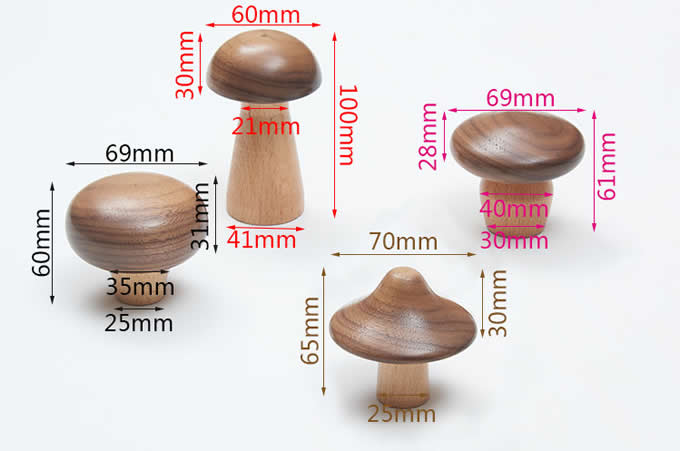 Wooden Mushroom Shaped Decorative Wall Hook