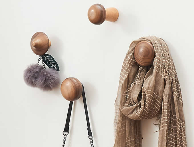 Wooden Mushroom Shaped Decorative Wall Hook