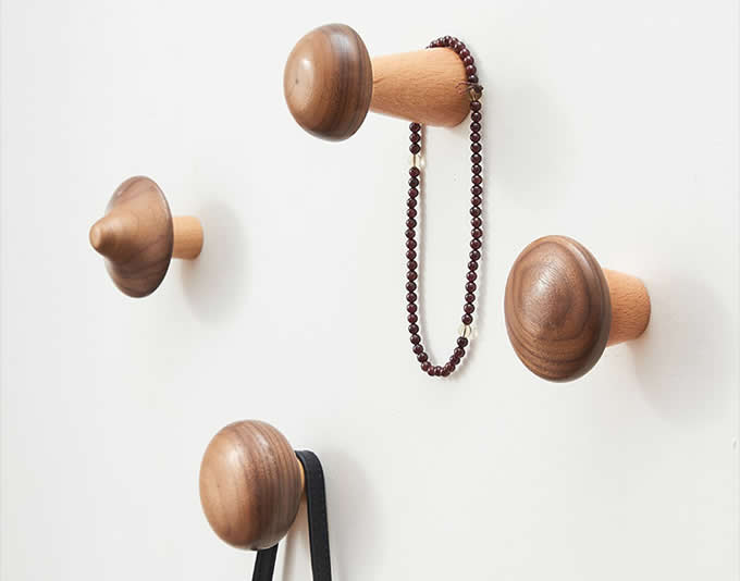 Wooden Mushroom Shaped Decorative Wall Hook