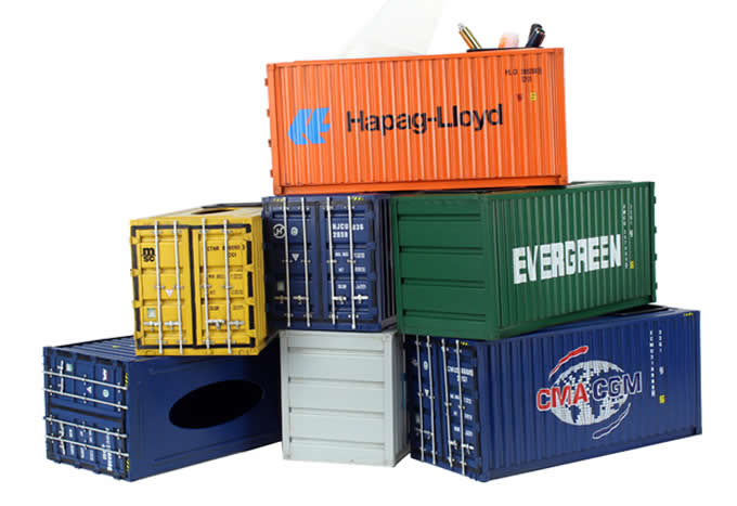 Shipping Container Model Desk Office Supplies Organizer,Tissue Box(Green)