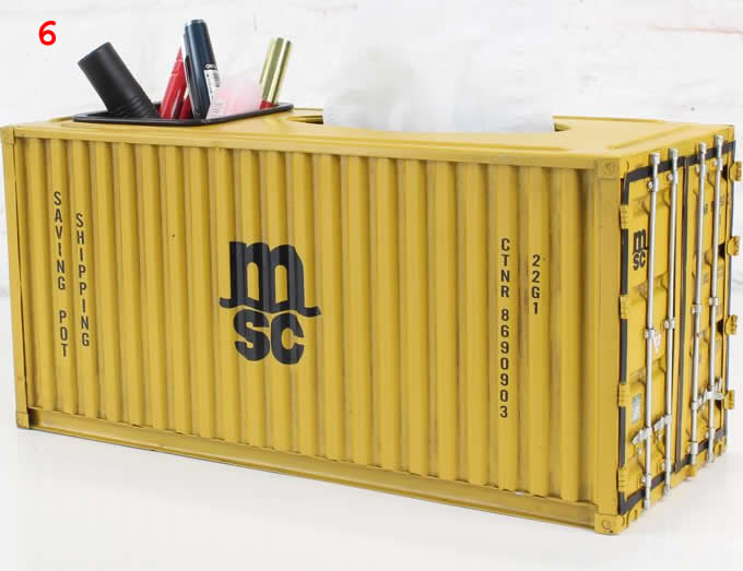 Shipping Container Model Desk Office Supplies Organizer,Tissue Box(Green)