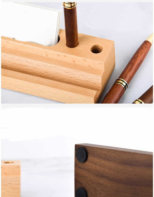 Brief multifunction wooden mobile phone holder pen holder business card case