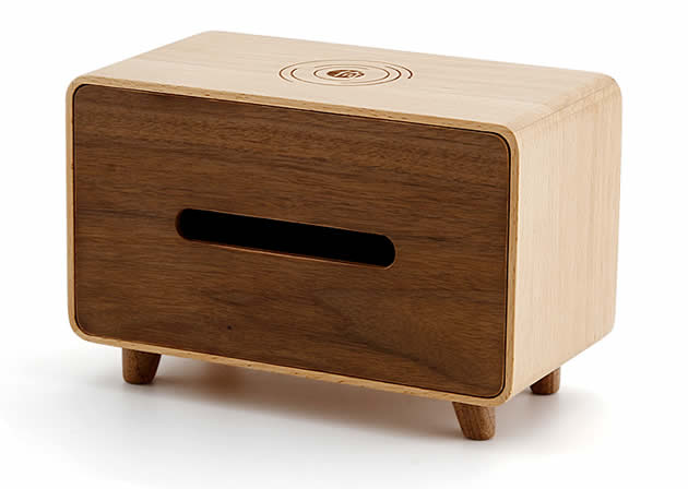 Brief wooden tissue box with mobile phone wireless charging