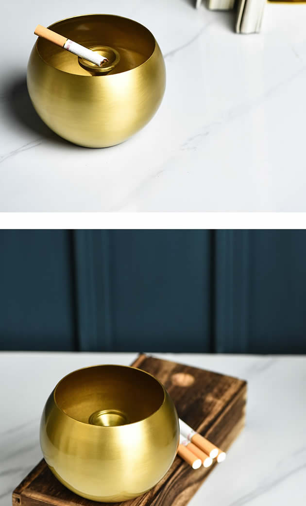 Classic golden ball pure copper ashtray with flume