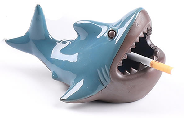 Creative Marine Style Ferocious Shark Ceramic Ashtray