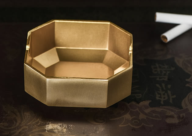 Creative polygon golden copper ashtray desktop decoration