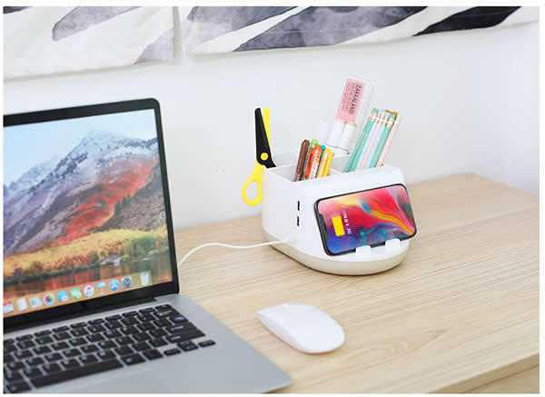 Creative remote control storage box mobile phone wireless charging