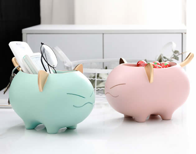 Cute Cartoon Cat Desktop Organize Decoration Storage Box