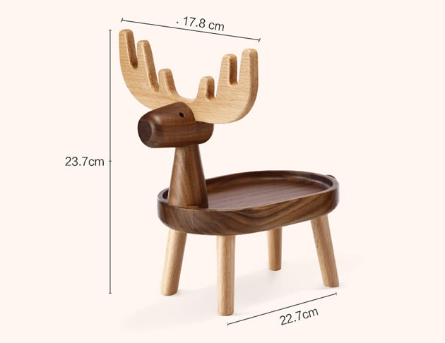 Cute Elk Desktop Key Jewelry Wooden Storage Box Organizer