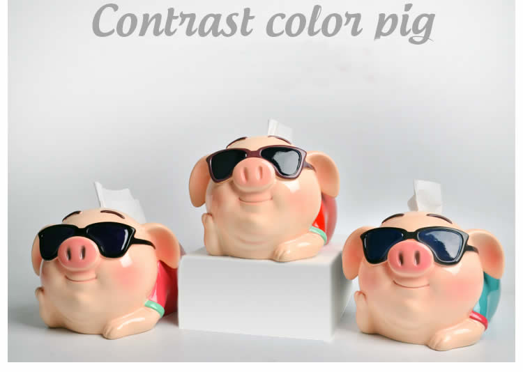 Cute funny cartoon pig tissue box desktop decoration