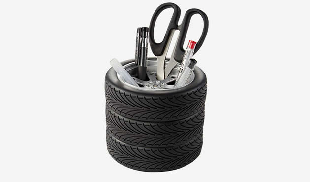 Fun Car Tire Shape Office Decoration Pen Holder Organize Box