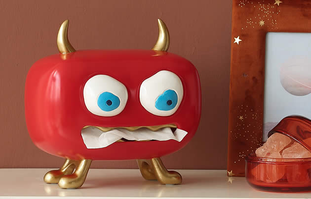 Fun Red Monster Cartoon Home Desktop Decoration Tissue Box