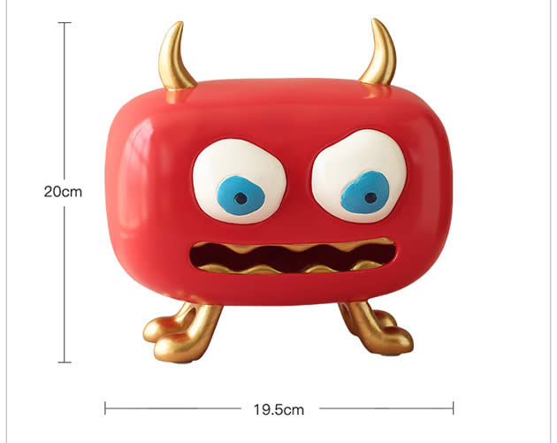 Fun Red Monster Cartoon Home Desktop Decoration Tissue Box