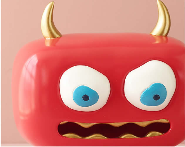 Fun Red Monster Cartoon Home Desktop Decoration Tissue Box