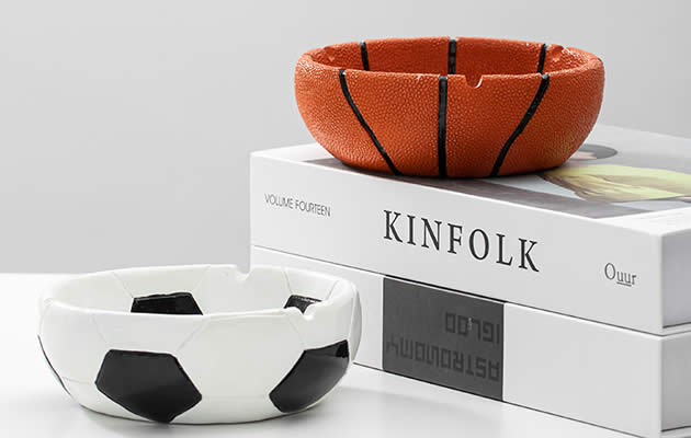 Fun basketball football ceramic round ashtray