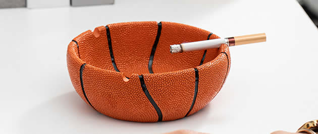 Fun basketball football ceramic round ashtray