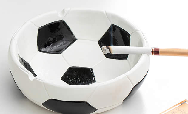 Fun basketball football ceramic round ashtray