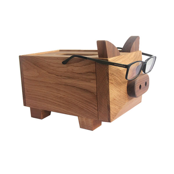 Fun wooden pig tissue box Home office desk decorations
