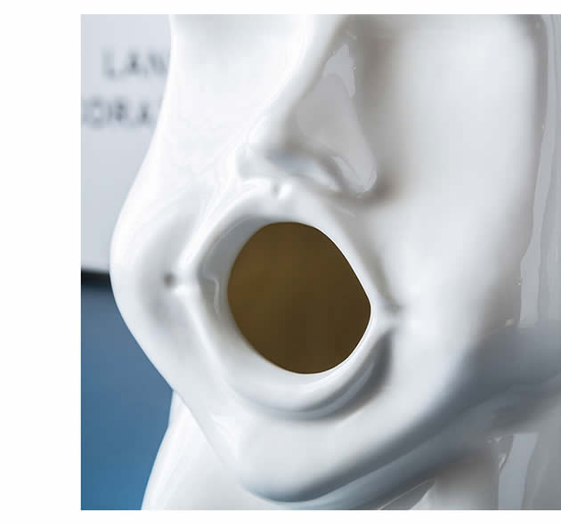 Funny abstract art big mouth ceramic tissue box desktop decoration