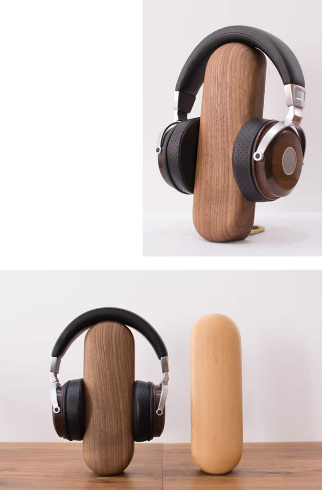 Headphone Stand - With Cable Organizer - Maple Wood - Black Walnut