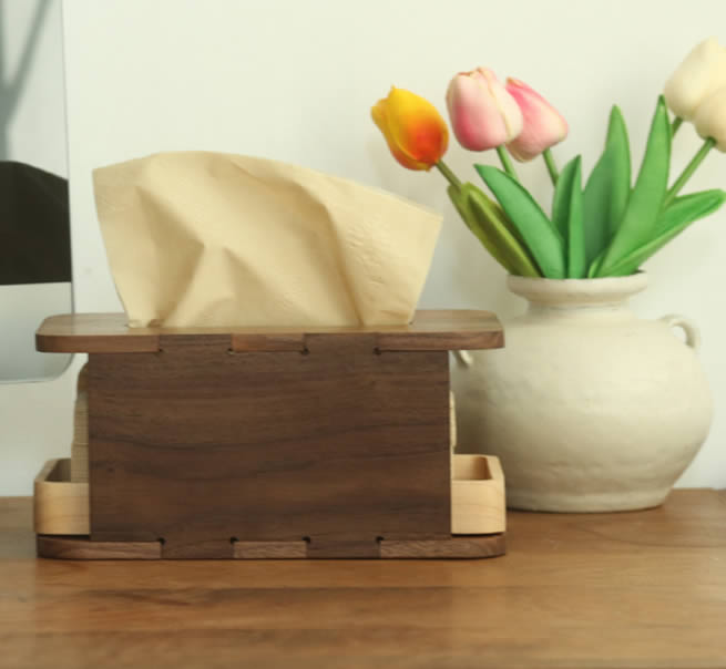 Simple Desktop Storage Wooden Tissue Box