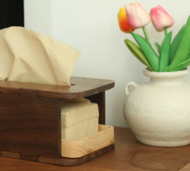 Simple Desktop Storage Wooden Tissue Box