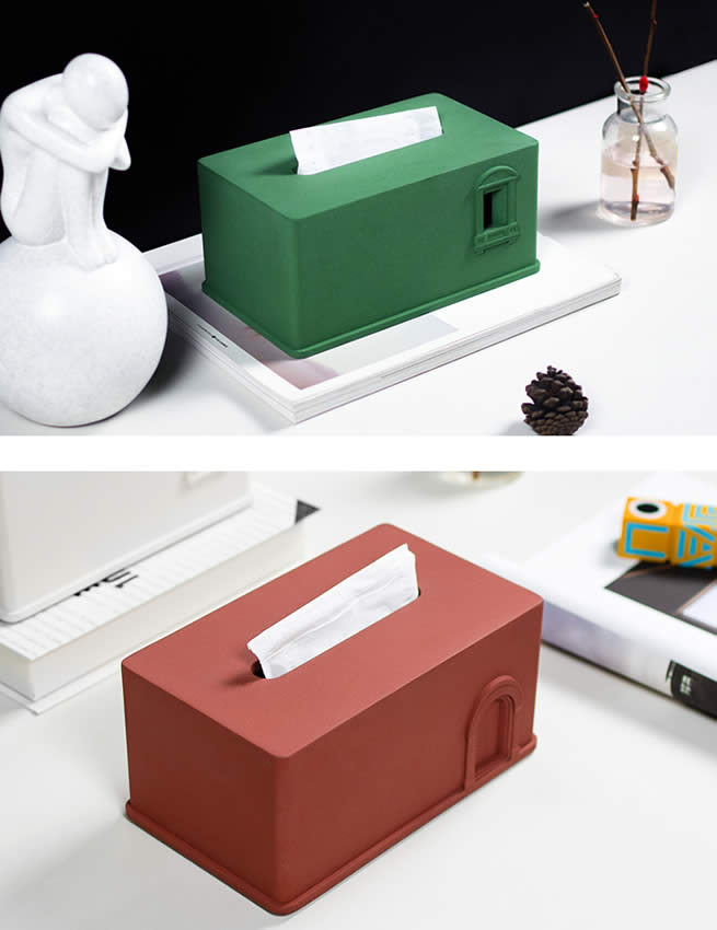 Industrial Style Art Concrete House Model Tissue Box