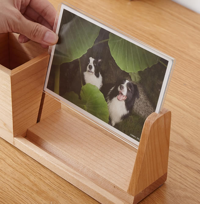 Multifunction Wooden Storage Box Pen Holder With Photo Frame&phone Holder