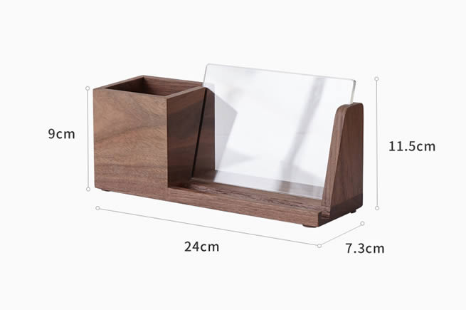 Multifunction Wooden Storage Box Pen Holder With Photo Frame&phone Holder